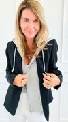 Veronica Cloud Hoodie Blazer-Black-160 Jackets-Six/ Fifty-Coastal Bloom Boutique, find the trendiest versions of the popular styles and looks Located in Indialantic, FL