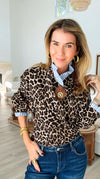 Rebel Ruffled Leopard & Stripe Italian Shirt-110 Long Sleeve Tops-TATTOO Z-Coastal Bloom Boutique, find the trendiest versions of the popular styles and looks Located in Indialantic, FL