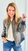 Trendy Zip-Up Leopard Bomber Jacket-160 Jackets-Fate Inc-Coastal Bloom Boutique, find the trendiest versions of the popular styles and looks Located in Indialantic, FL