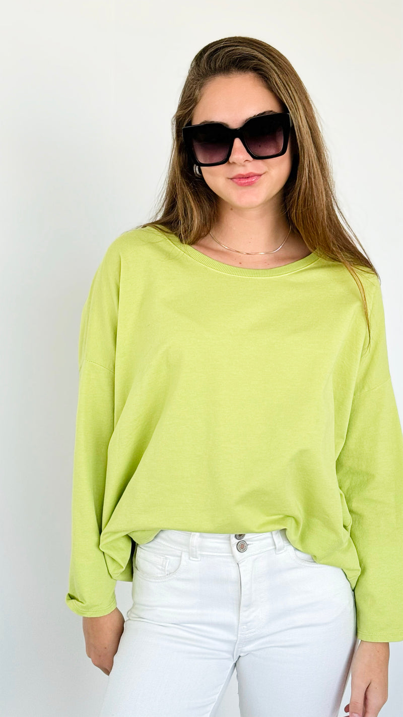 Upscale Comfort Italian Pullover - Lime-140 Sweaters-Italianissimo-Coastal Bloom Boutique, find the trendiest versions of the popular styles and looks Located in Indialantic, FL