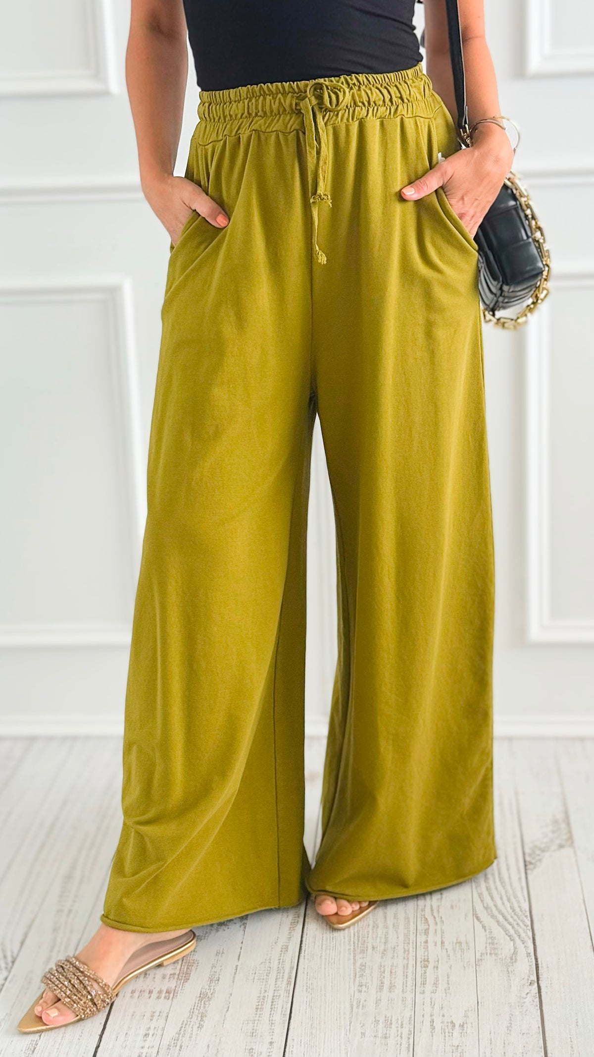 Relaxed Flare-Leg Italian Pant- Pistachio-100 Pants-AZUL MONACO-Coastal Bloom Boutique, find the trendiest versions of the popular styles and looks Located in Indialantic, FL