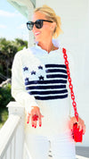 American Flag Sweater-140 Sweaters-Umgee-Coastal Bloom Boutique, find the trendiest versions of the popular styles and looks Located in Indialantic, FL