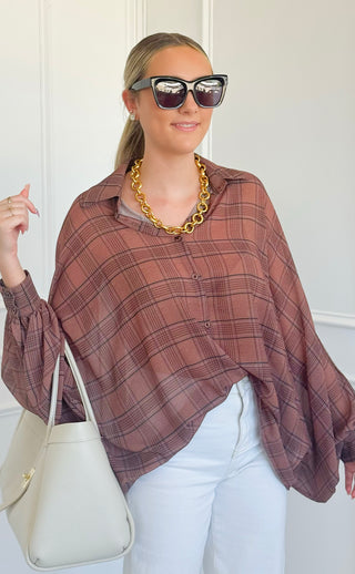 Sunday Plaid Italian Blouse