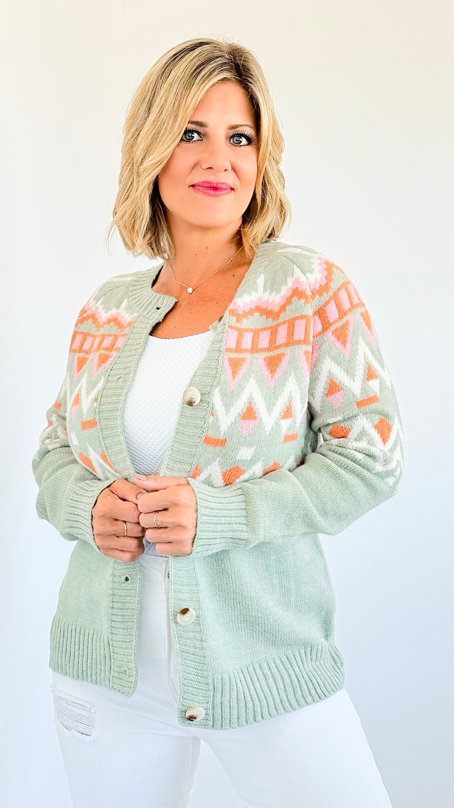 Alpine Glow Buttoned Cardigan-150 Cardigans/Layers-Rousseau-Coastal Bloom Boutique, find the trendiest versions of the popular styles and looks Located in Indialantic, FL