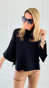 Bell Sleeve Sweater- Black-140 Sweaters-Zenana-Coastal Bloom Boutique, find the trendiest versions of the popular styles and looks Located in Indialantic, FL