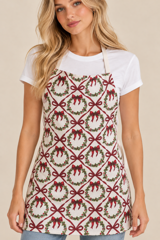 Christmas Wreath Bow Apron