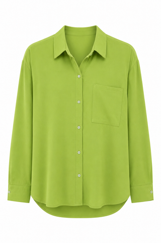 Relaxed Button Front Top - Apple Green