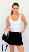 Core Comfort Modal Drawcord Skort-Black-170 Bottoms/Shorts-RAE MODE-Coastal Bloom Boutique, find the trendiest versions of the popular styles and looks Located in Indialantic, FL