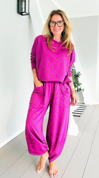 La Spezia Polka Dot Italian Barrel Cotton Set- Magenta