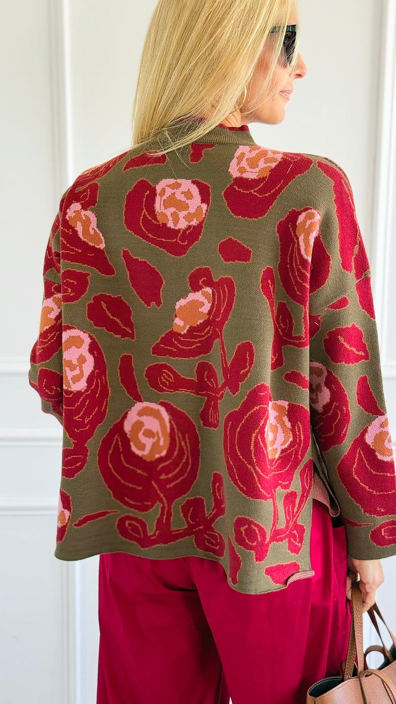 Blooming Elegance Knit Sweater - Olive-140 Sweaters-JODIFL-Coastal Bloom Boutique, find the trendiest versions of the popular styles and looks Located in Indialantic, FL