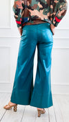 Holiday Luxe Faux Leather Flare Leg Pants - Hunter-100 Pants-SO ME-Coastal Bloom Boutique, find the trendiest versions of the popular styles and looks Located in Indialantic, FL