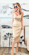 Foil Detail Long Skirt - Gold-170 Bottoms-Galita-Coastal Bloom Boutique, find the trendiest versions of the popular styles and looks Located in Indialantic, FL