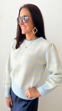 Pastel Picnic Checkered Sweater-140 Sweaters-Rousseau-Coastal Bloom Boutique, find the trendiest versions of the popular styles and looks Located in Indialantic, FL