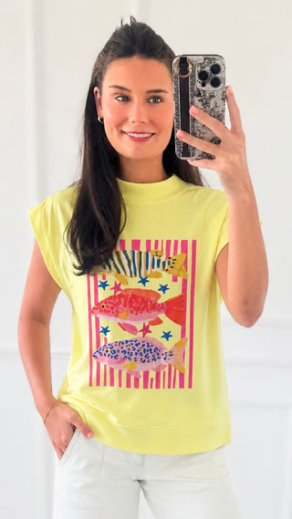 Tropical Fish Graphic Sleeveless Top