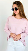 Upscale Comfort Italian Pullover- Blush-140 Sweaters-Italianissimo-Coastal Bloom Boutique, find the trendiest versions of the popular styles and looks Located in Indialantic, FL