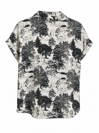 Adorable Vision Linen Italian Button Top- Black