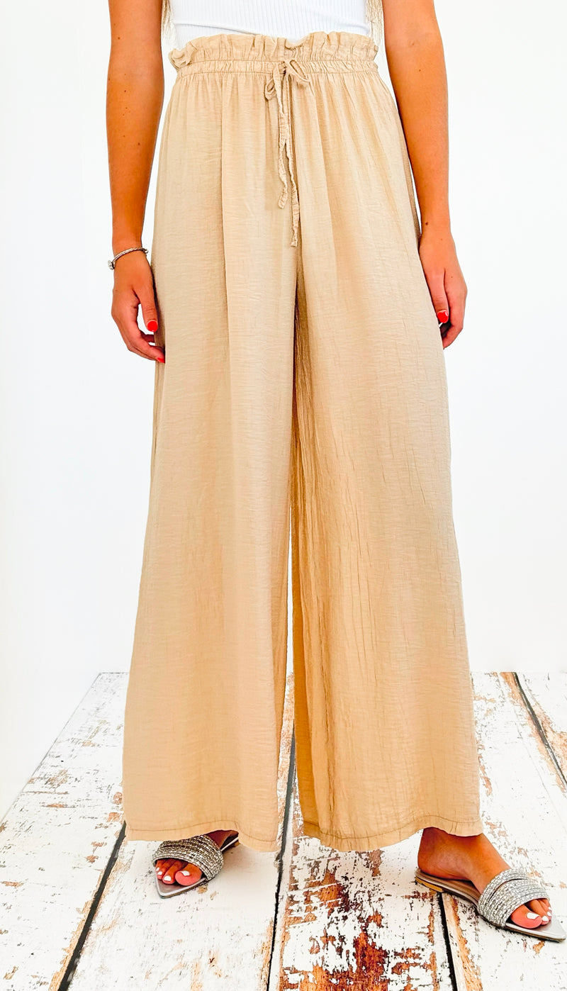 Elegance Italian Palazzos - Light Camel-pants-Italianissimo-Coastal Bloom Boutique, find the trendiest versions of the popular styles and looks Located in Indialantic, FL