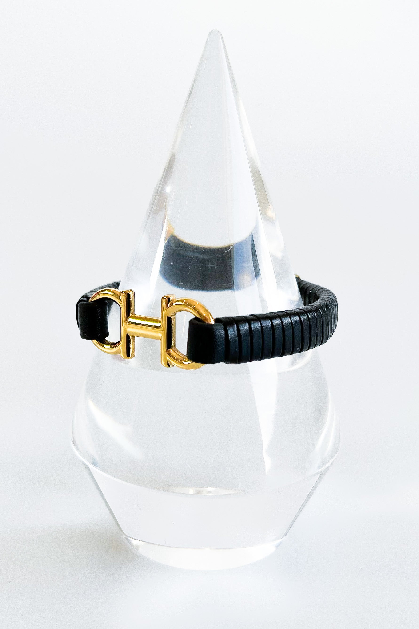 Stainlees Steel Leather Horsebit Magnetic Bracelet - Gold-230 Jewelry-NYC-Coastal Bloom Boutique, find the trendiest versions of the popular styles and looks Located in Indialantic, FL