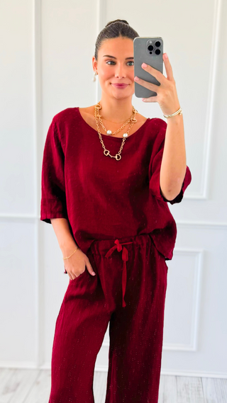 Drift Away Button Back Linen Italian Top