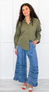 Delicate Edge Embroidered Blouse- Olive-170 Bottoms-V SKY-Coastal Bloom Boutique, find the trendiest versions of the popular styles and looks Located in Indialantic, FL
