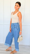 Bows & Cuffs Cropped Denim Pants-190 Denim-ODDI-Coastal Bloom Boutique, find the trendiest versions of the popular styles and looks Located in Indialantic, FL