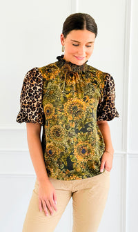 Wild Bloom Puff Sleeve Top-110 Short Sleeve Tops-VOY-Coastal Bloom Boutique, find the trendiest versions of the popular styles and looks Located in Indialantic, FL