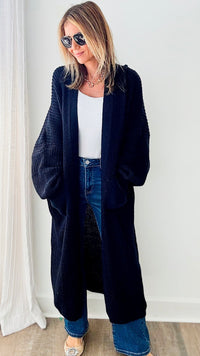 Sugar High Long Italian Cardigan - Navy-150 Cardigans/Layers-Italianissimo-Coastal Bloom Boutique, find the trendiest versions of the popular styles and looks Located in Indialantic, FL