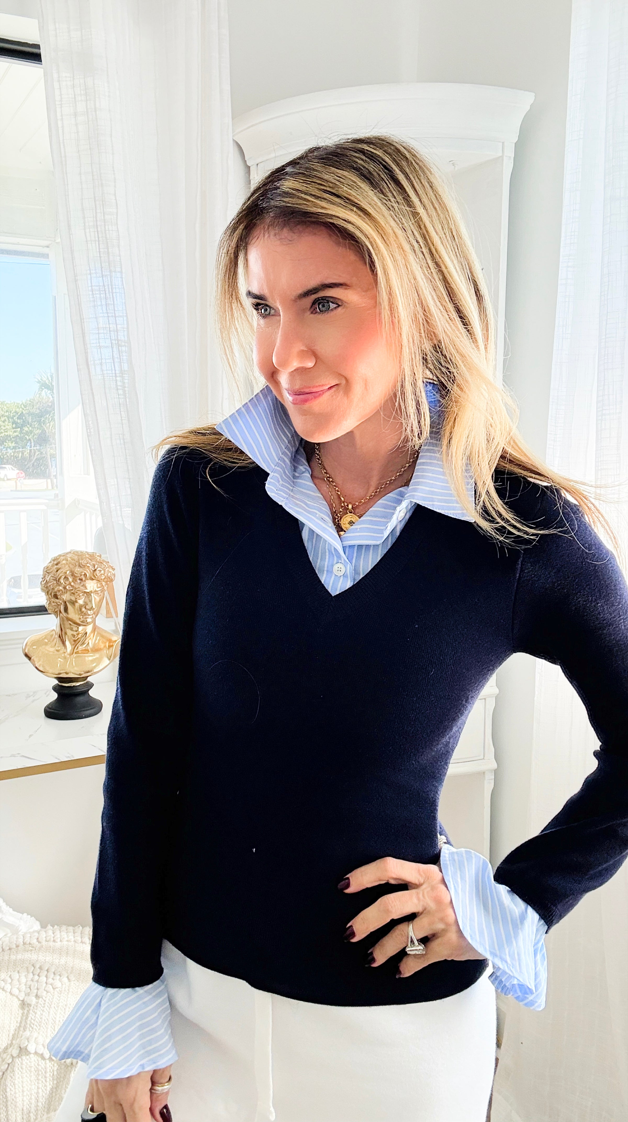 Midnight Prep Sweater - Navy Sky
