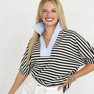 Fresh Take on Classic Stripes Top - Black/White
