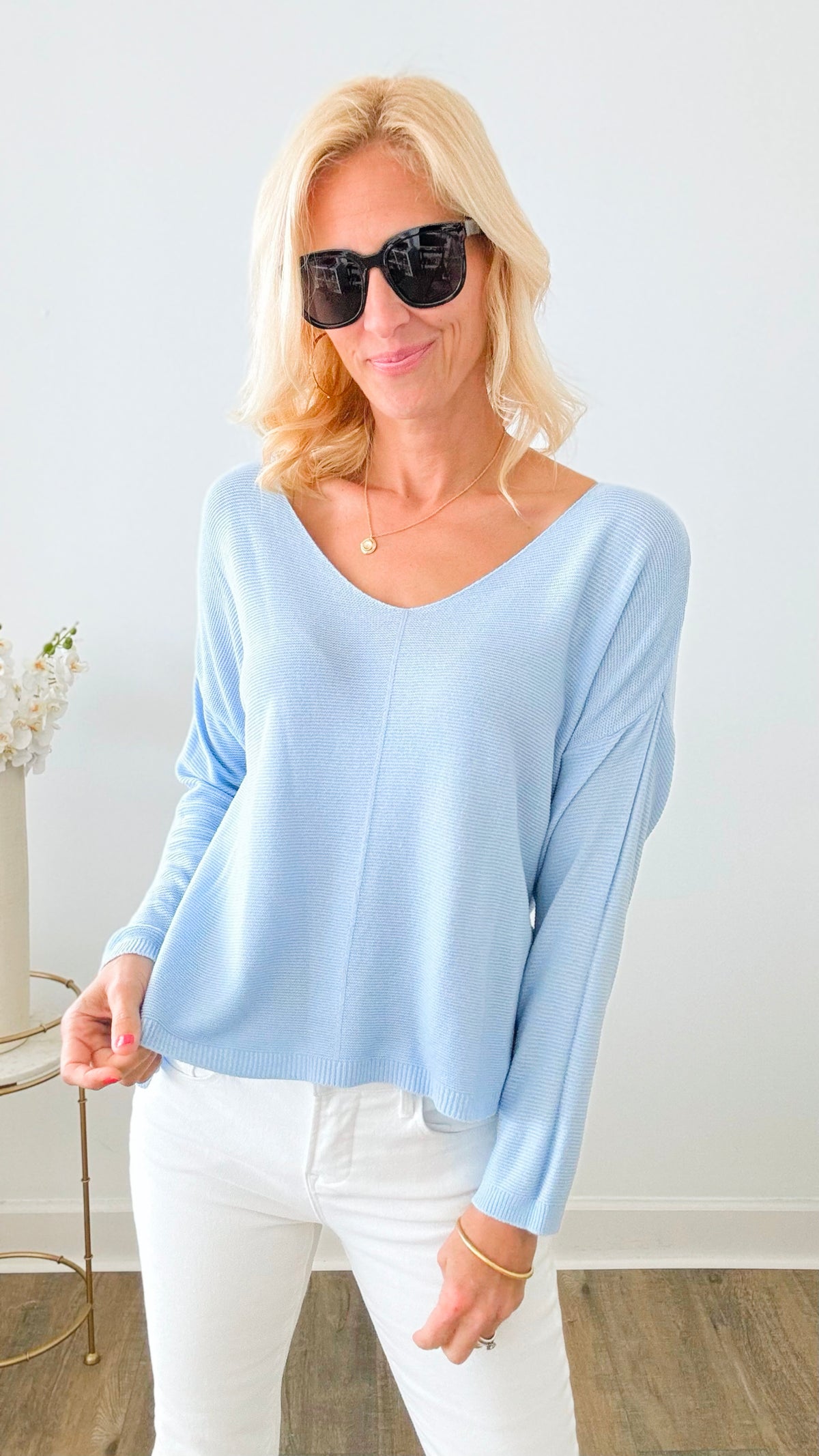 Close-Knit Coziness Italian Pullover - Sky Blue-140 Sweaters-Germany-Coastal Bloom Boutique, find the trendiest versions of the popular styles and looks Located in Indialantic, FL