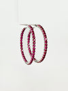 CZ Double Vision Big Hoops Earrings - Fuchsia-230 Jewelry-Chasing Bandits-Coastal Bloom Boutique, find the trendiest versions of the popular styles and looks Located in Indialantic, FL