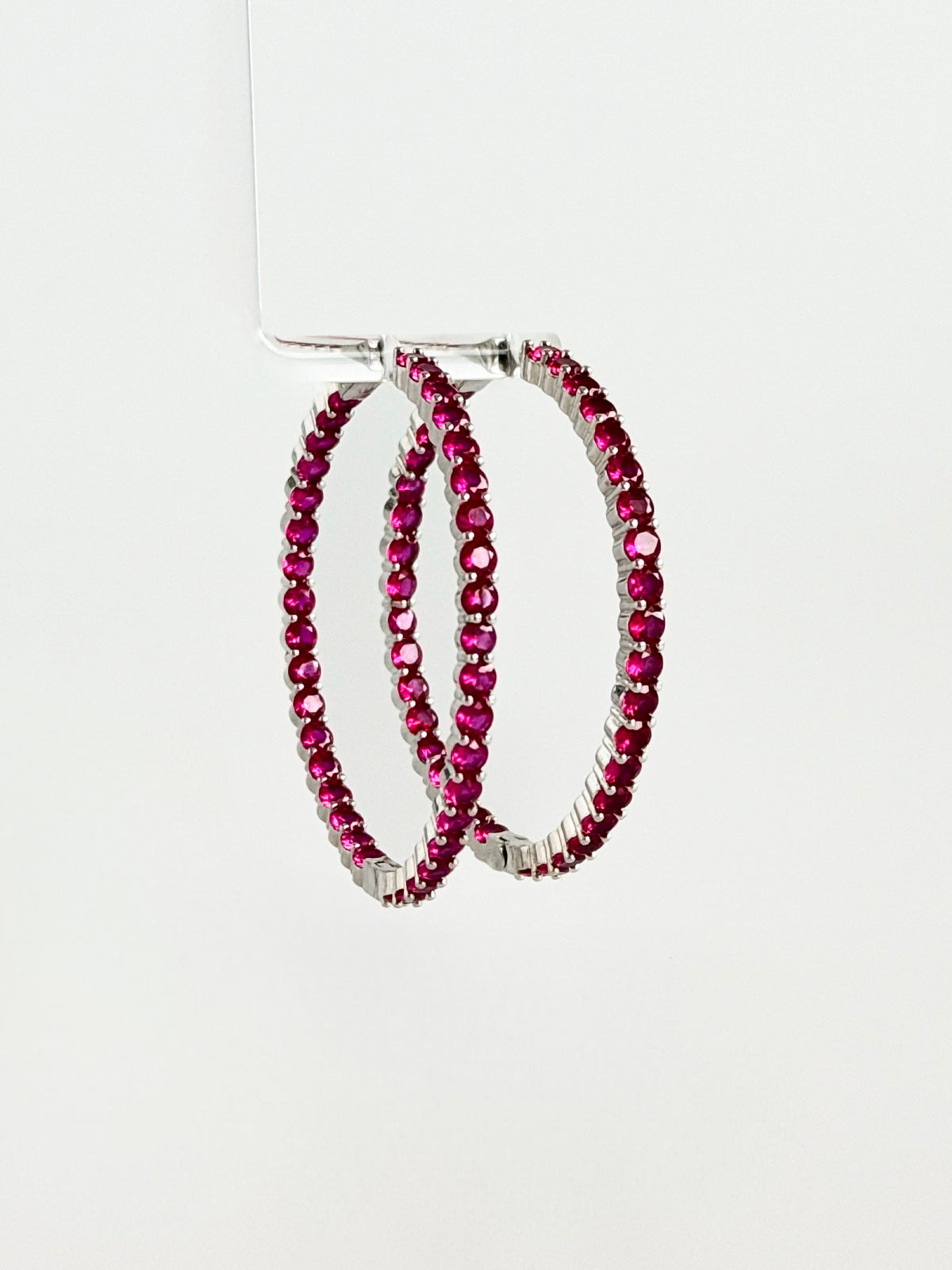 CZ Double Vision Big Hoops Earrings - Fuchsia-230 Jewelry-Chasing Bandits-Coastal Bloom Boutique, find the trendiest versions of the popular styles and looks Located in Indialantic, FL