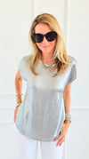 Glow Getter Cap Sleeve Top - Silver-110 Short Sleeve Tops-JODIFL-Coastal Bloom Boutique, find the trendiest versions of the popular styles and looks Located in Indialantic, FL