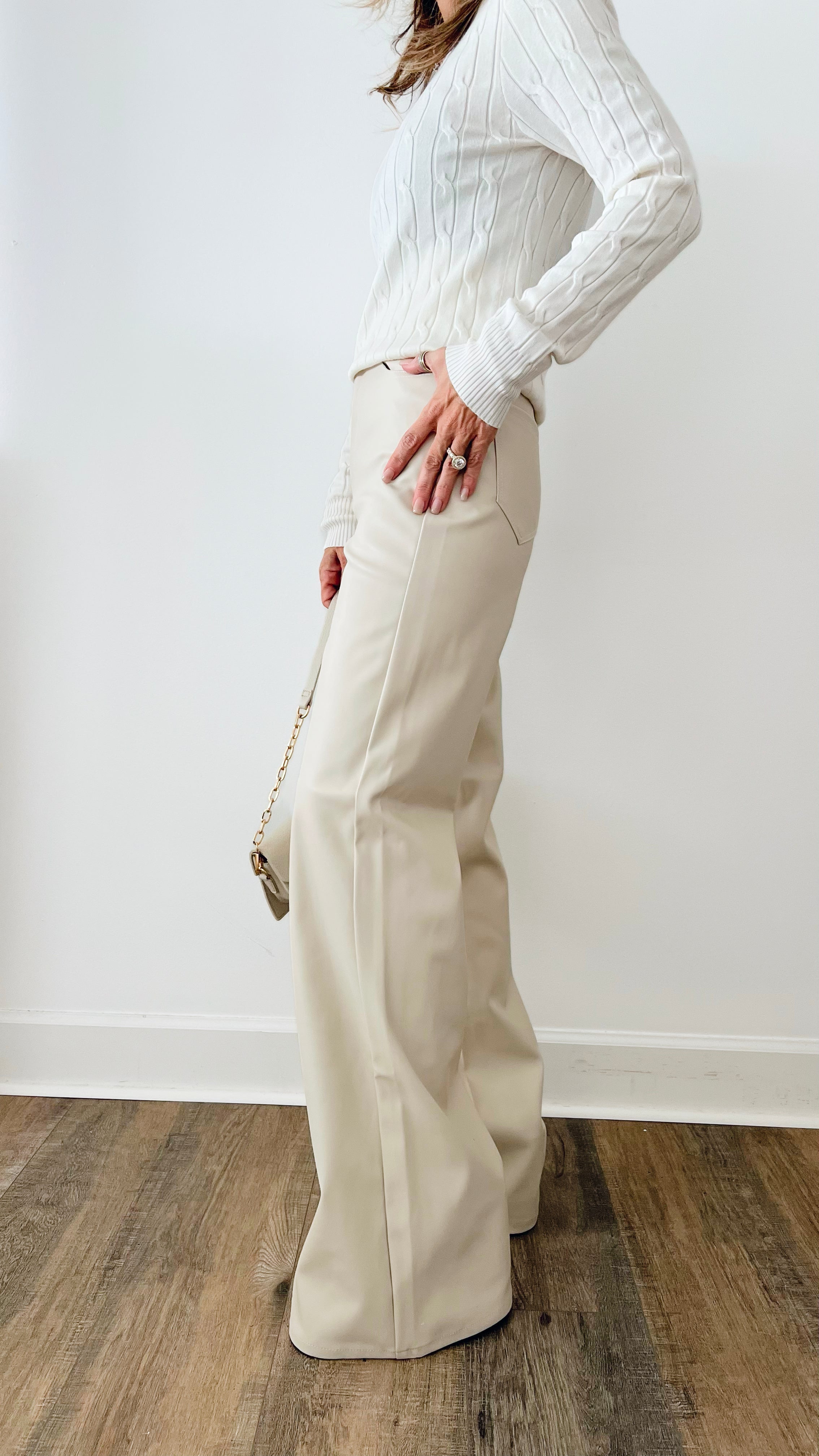 Vegan Leather Wide Leg Pants