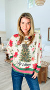 Untamed Holiday Bloom Italian Emilia Knit Sweater-140 Sweaters-SORPRESA-Coastal Bloom Boutique, find the trendiest versions of the popular styles and looks Located in Indialantic, FL