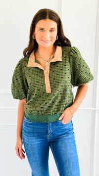 Ruffle Hem Puff Sleeve Top-110 Short Sleeve Tops-VOY-Coastal Bloom Boutique, find the trendiest versions of the popular styles and looks Located in Indialantic, FL