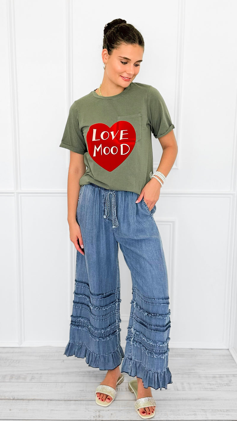 Ruffle Drift Drawcord Tencel Pant-Dk.Denim-100 Pants-EASEL-Coastal Bloom Boutique, find the trendiest versions of the popular styles and looks Located in Indialantic, FL