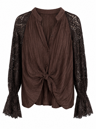 Lace Sleeve Italian Button Top