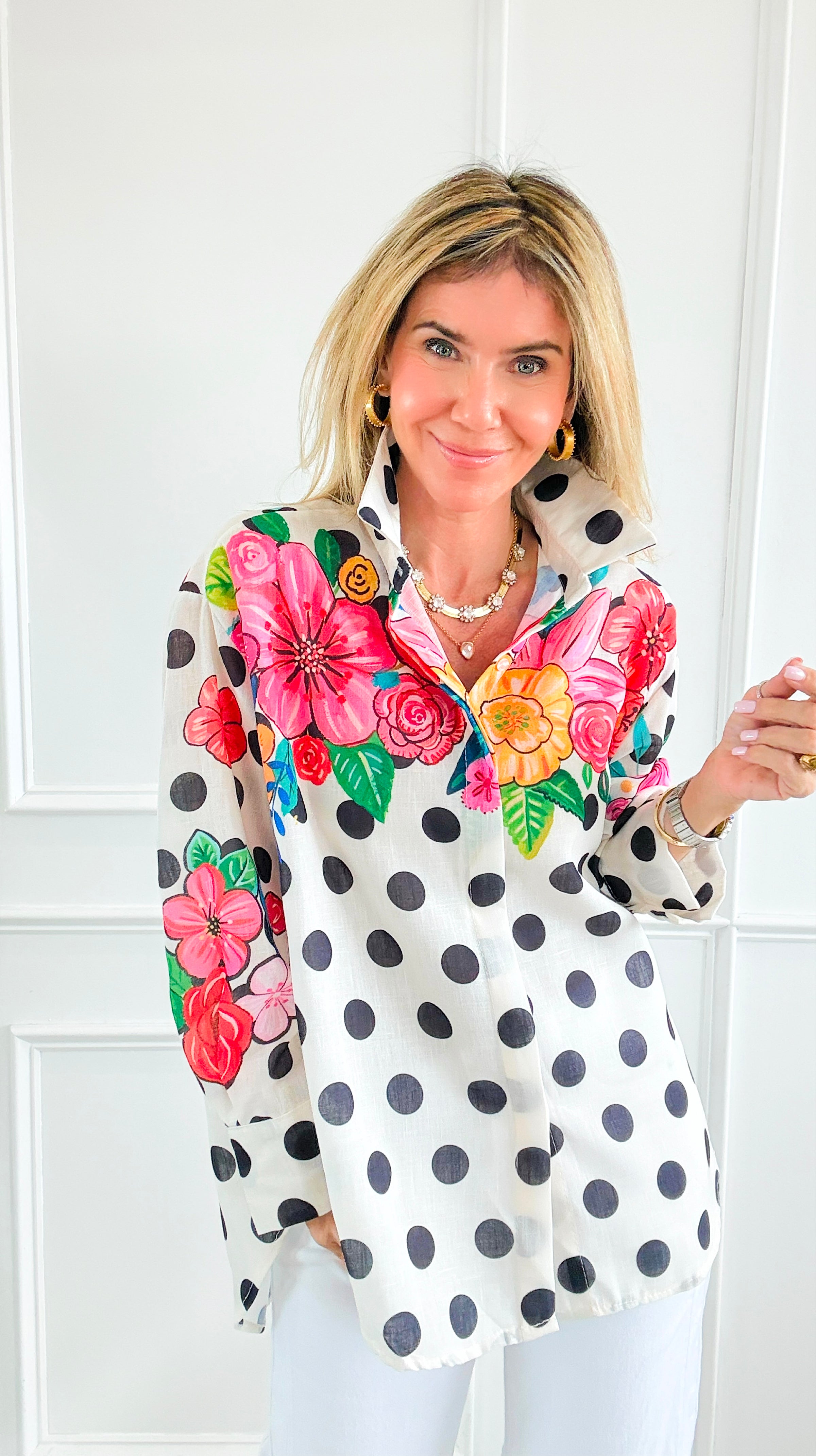 Blossom & Dots Italian Button Top