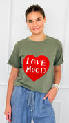 Love Mood Italian Graphic tee- Olive-110 short Sleeve Top-V SKY-Coastal Bloom Boutique, find the trendiest versions of the popular styles and looks Located in Indialantic, FL