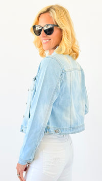 Classic Retro Denim Jacket-160 Jackets-Boom Boom Jeans-Coastal Bloom Boutique, find the trendiest versions of the popular styles and looks Located in Indialantic, FL
