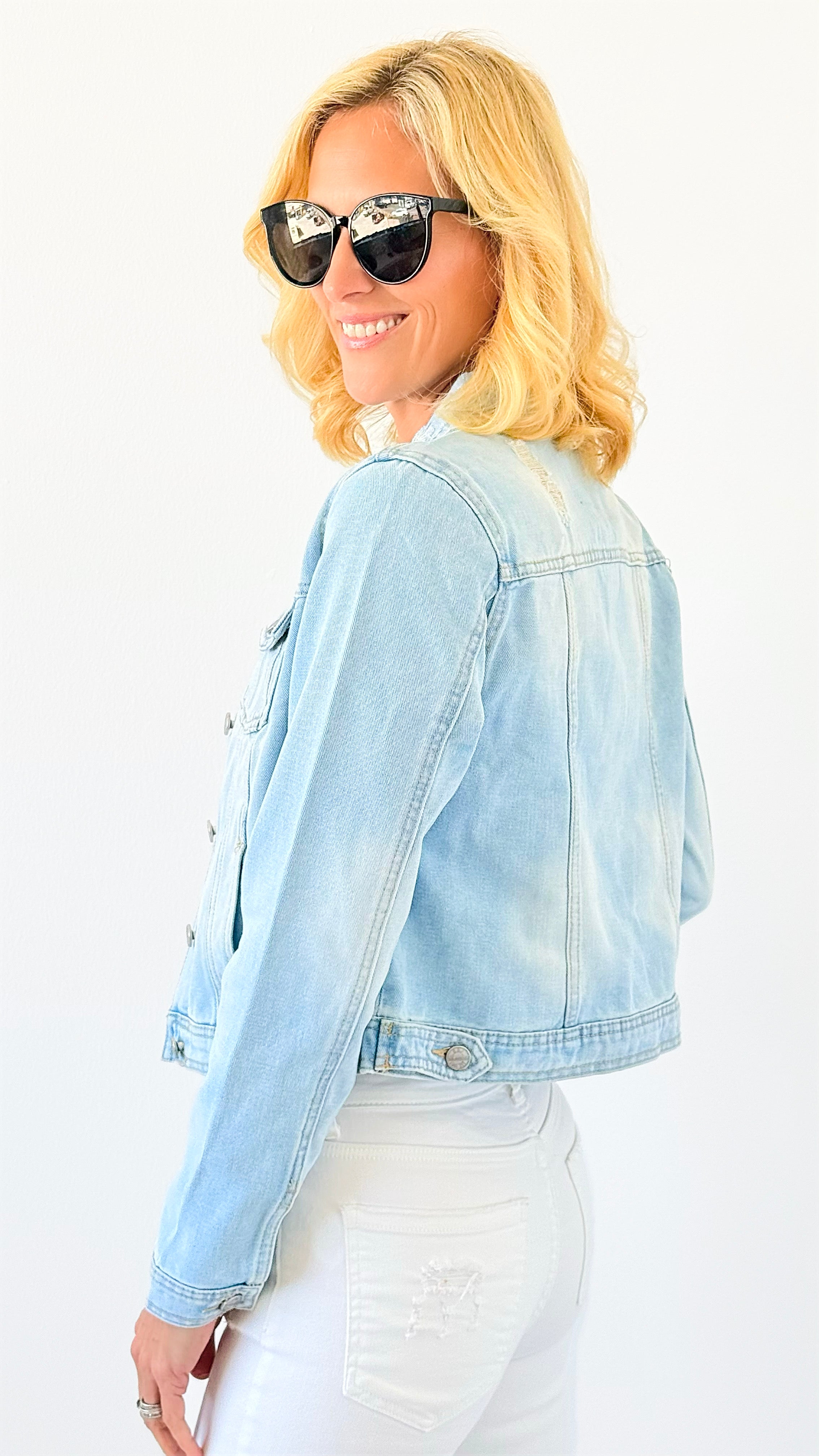 Classic Retro Denim Jacket-160 Jackets-Boom Boom Jeans-Coastal Bloom Boutique, find the trendiest versions of the popular styles and looks Located in Indialantic, FL