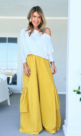 Moon Big Pocket Italian Pants - Mustard