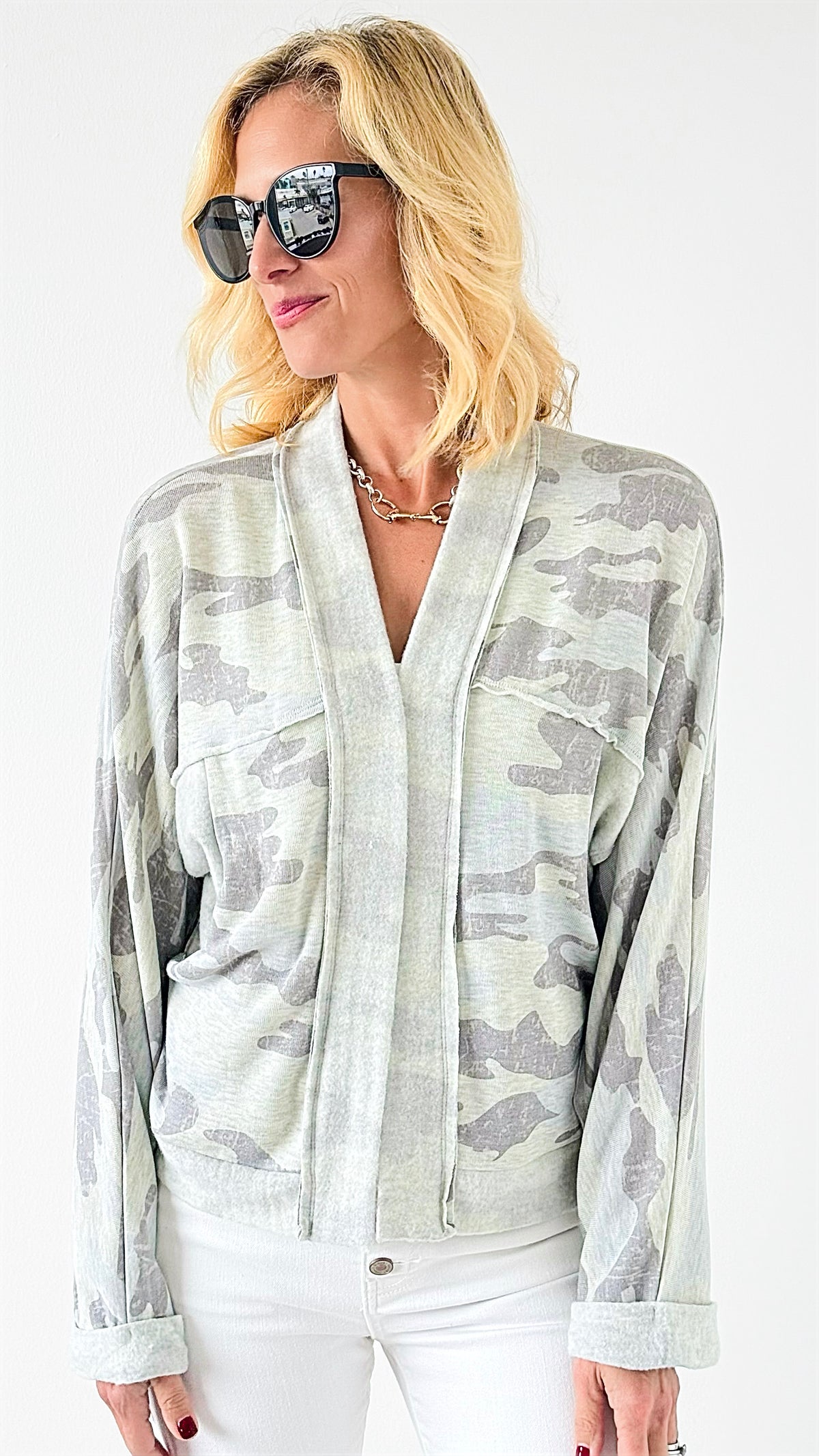 Casual Camo Open Cardigan-150 Cardigans/Layers-mystree-Coastal Bloom Boutique, find the trendiest versions of the popular styles and looks Located in Indialantic, FL