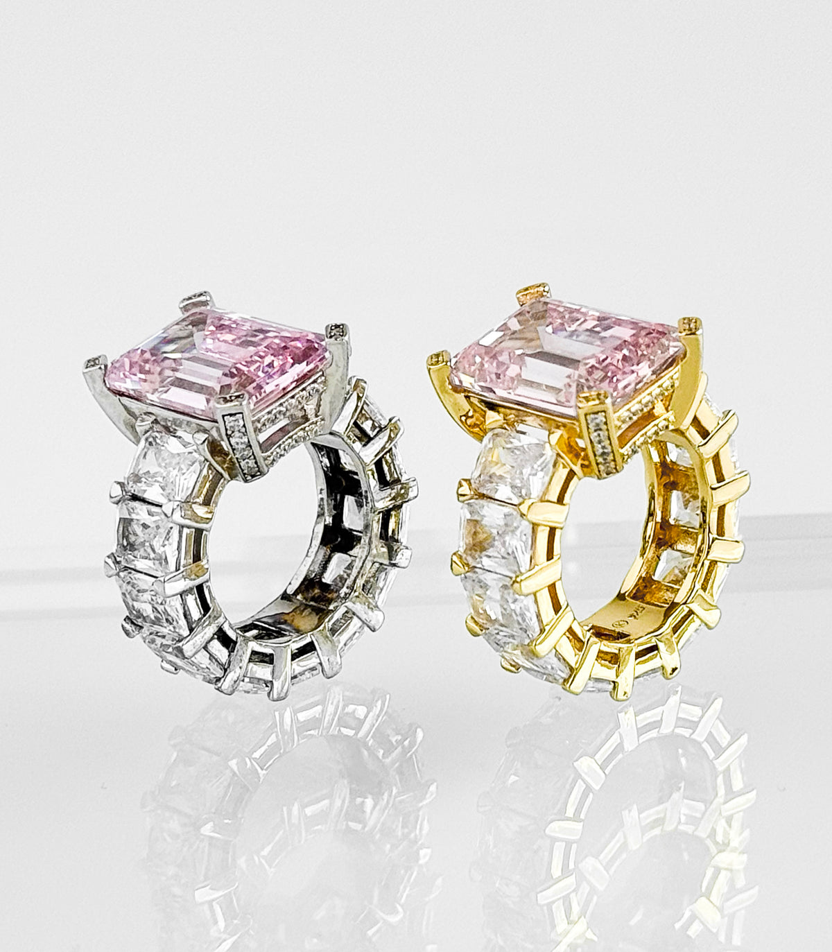 Sugar Mamma Emerald Eternity Band Ring - Pink-230 Jewelry-NYC-Coastal Bloom Boutique, find the trendiest versions of the popular styles and looks Located in Indialantic, FL