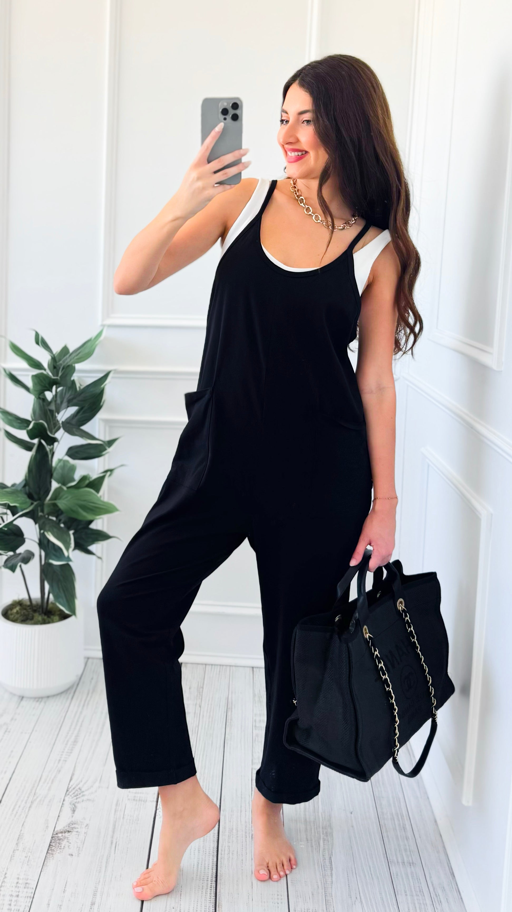 Effortless Soft Pocket Jumpsuit - Black