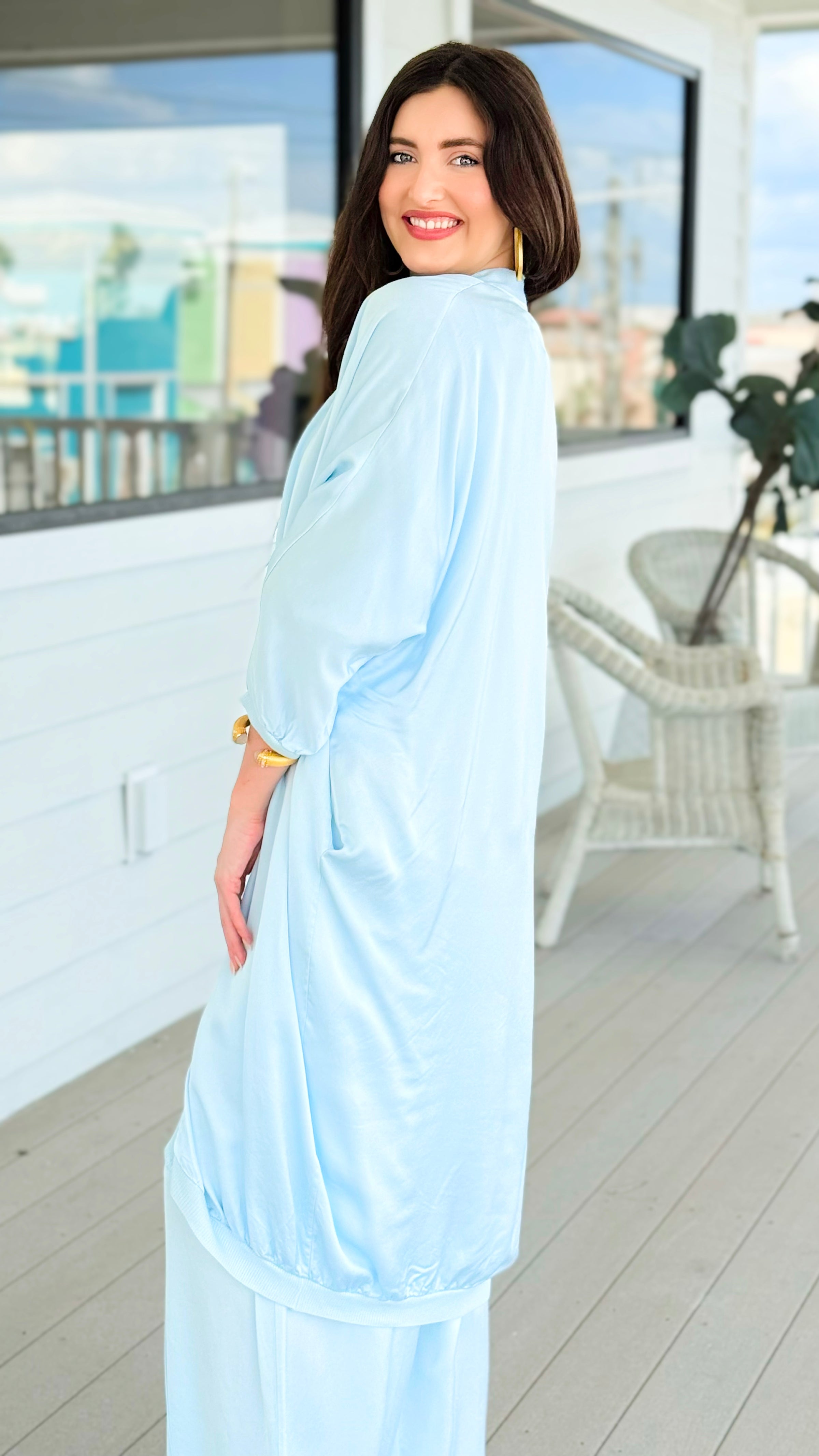Comfort Silk Touch Italian Cardigan- Sky Blue