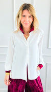 Midnight Contrast Button Down Top - Ivory Wine-130 Long sleeve top-Must Have-Coastal Bloom Boutique, find the trendiest versions of the popular styles and looks Located in Indialantic, FL
