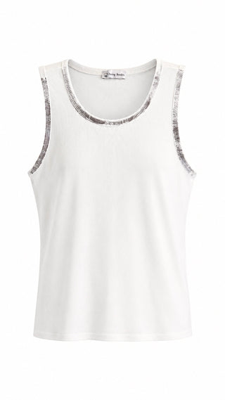 Silver Edge Italian Tank Top- Off White