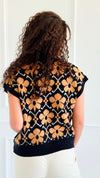 Flora Drama Knit Pullover-110 short Sleeve Top-ENTRO-Coastal Bloom Boutique, find the trendiest versions of the popular styles and looks Located in Indialantic, FL